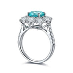 Lade Bild in die Galerieansicht, Floral Cluster 3.8 Ct Round Lab Paraiba Engagement Ring - LGG Jewelry