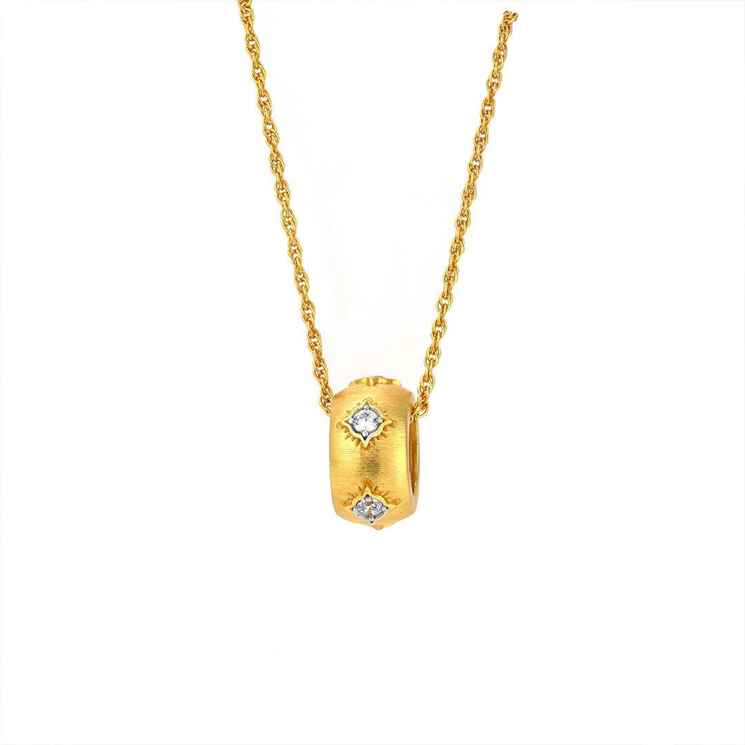 Gold Brushed CZ Necklace - LGG Jewelry