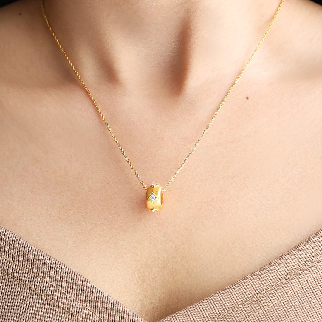 Gold Brushed CZ Necklace - LGG Jewelry