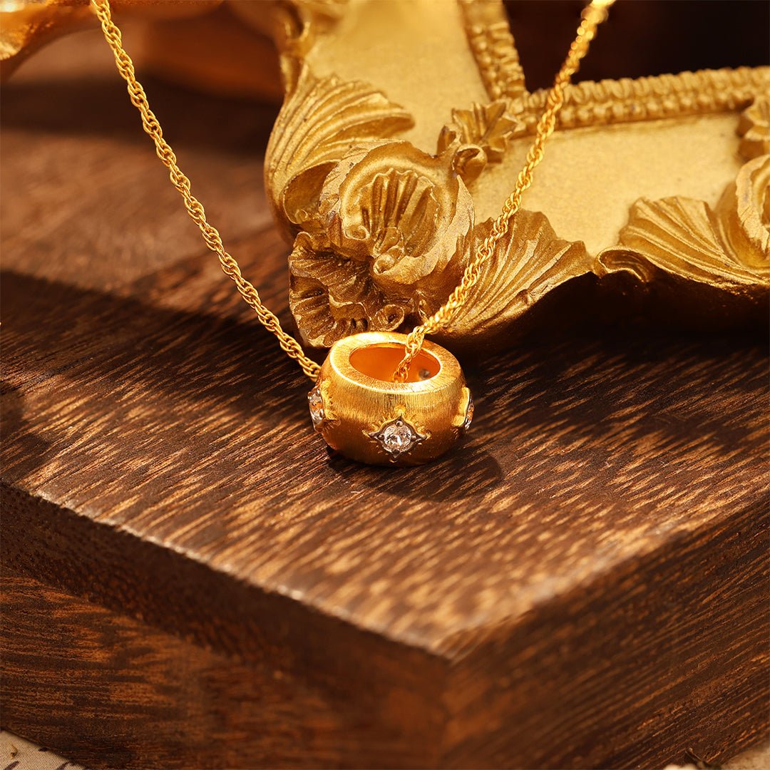 Gold Brushed CZ Necklace - LGG Jewelry