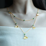 Lade Bild in die Galerieansicht, Golden Ginkgo &amp; Green Hetian Jasper Long Necklace - LGG Jewelry