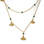 Lade Bild in die Galerieansicht, Golden Ginkgo &amp; Green Hetian Jasper Long Necklace - LGG Jewelry