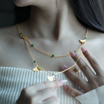Lade Bild in die Galerieansicht, Golden Ginkgo &amp; Green Hetian Jasper Long Necklace - LGG Jewelry