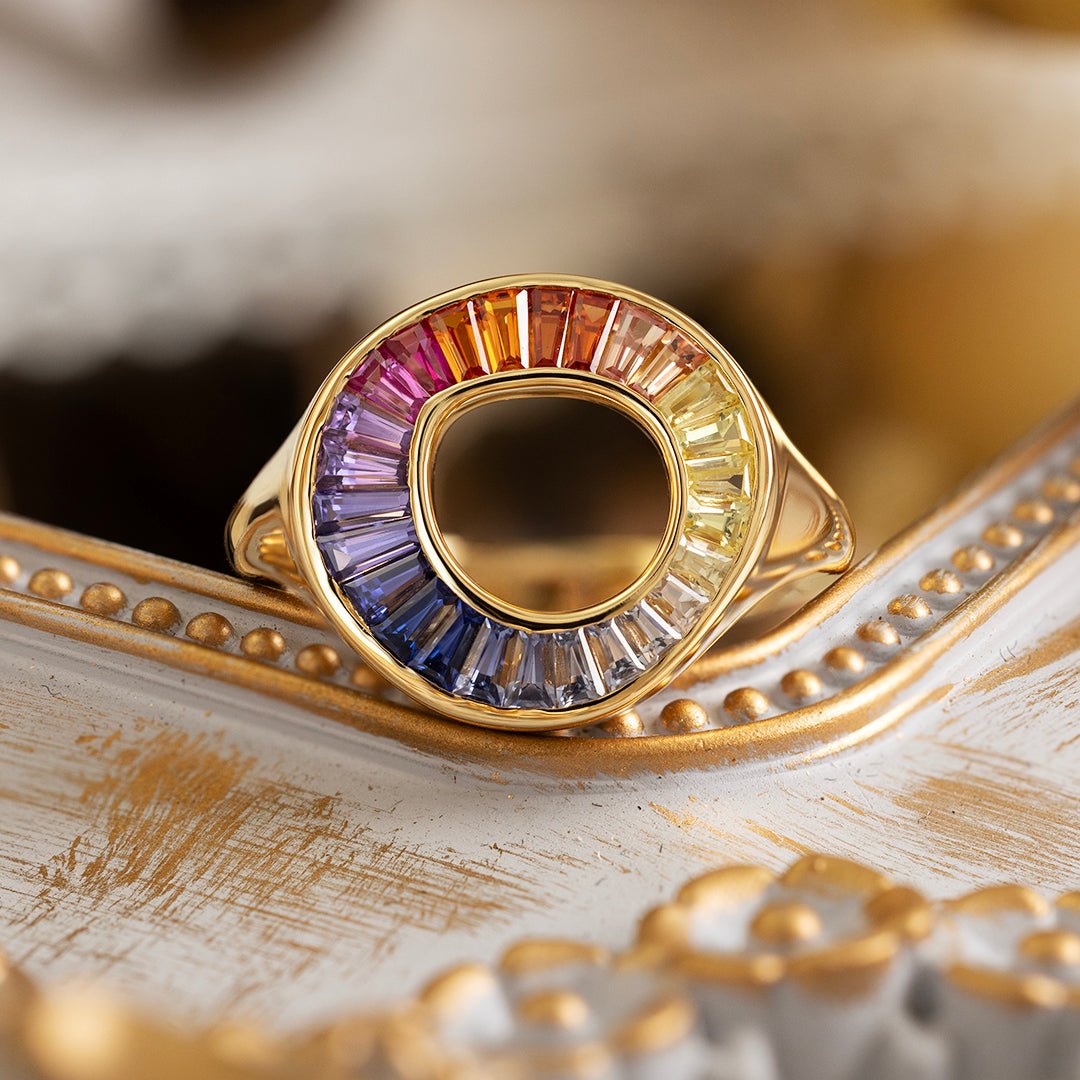 Gradient Rainbow Lab Sapphire Engagement Ring - LGG Jewelry