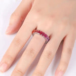 Lade Bild in die Galerieansicht, Graduating Pink Sapphire Four Prongs Eternity Band - LGG Jewelry