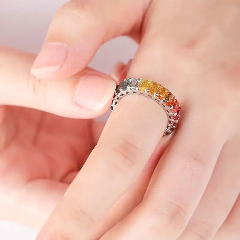 Graduating Pink Sapphire Four Prongs Eternity Band - LGG Jewelry
