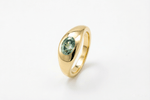 Lade Bild in die Galerieansicht, Green Moissanite Oval Signet Ring - 925 Sterling Silver Gold Plated Statement Ring - LGG Jewelry