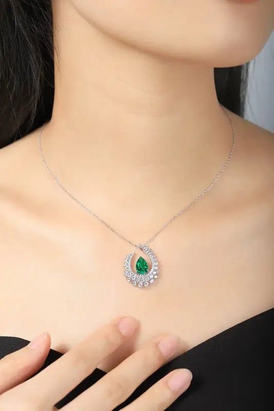 Heart of Tear Lab Emerald Pendant Necklace - LGG Jewelry