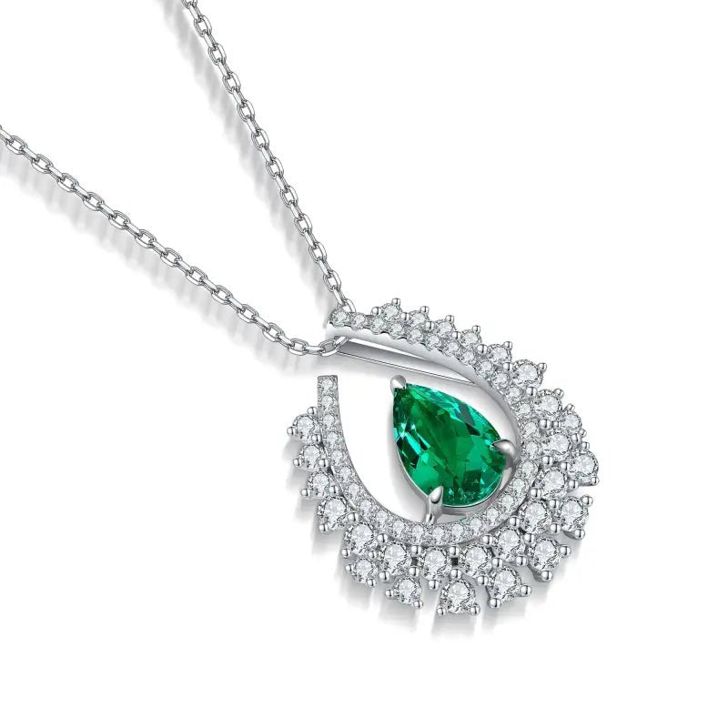 Heart of Tear Lab Emerald Pendant Necklace - LGG Jewelry