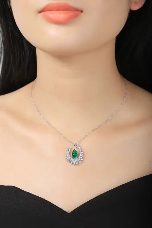 Heart of Tear Lab Emerald Pendant Necklace - LGG Jewelry