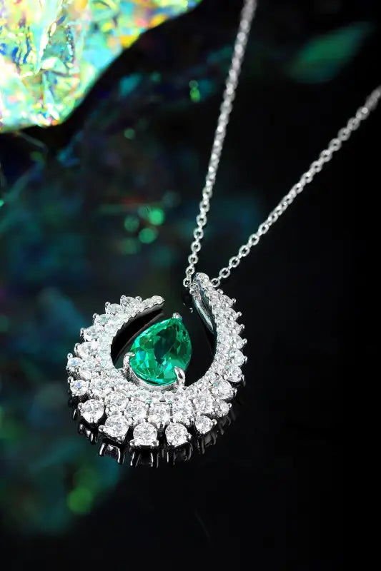 Heart of Tear Lab Emerald Pendant Necklace - LGG Jewelry