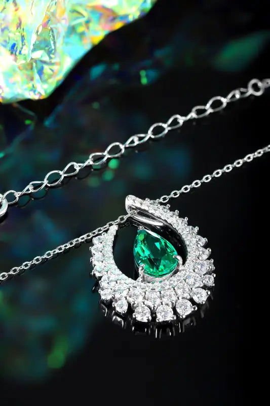 Heart of Tear Lab Emerald Pendant Necklace - LGG Jewelry