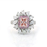 Lade Bild in die Galerieansicht, IGI Certified 1.03 Ct Radiant Cut Fancy Pink Lab Diamond Pink Halo Pear-Cluster Engagement Ring - LGG Jewelry