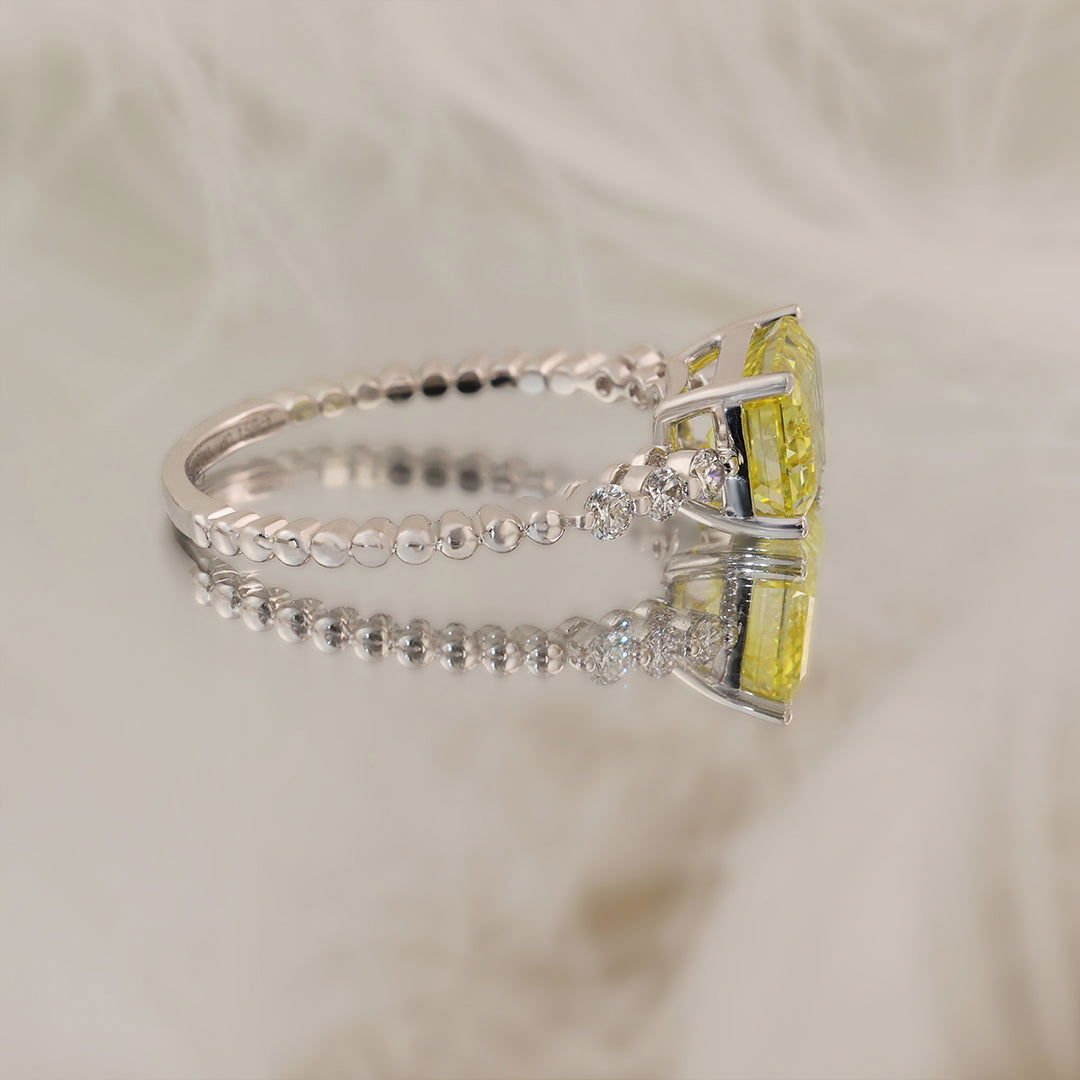 IGI Certified 1.79 Ct Emerald Cut Fancy Vivid Yellow Lab Diamond Solitaire Engagement Ring - LGG Jewelry