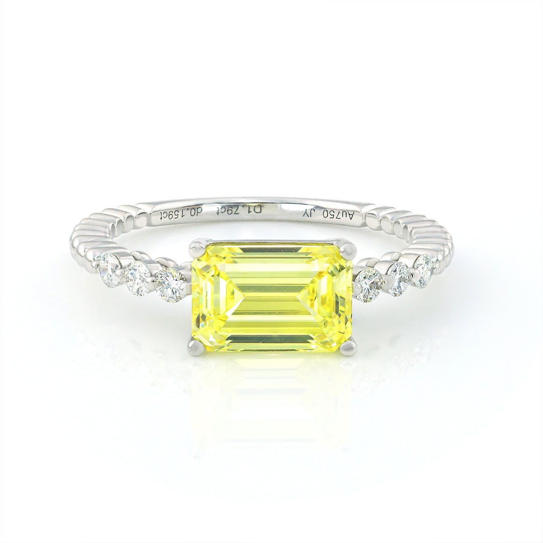 IGI Certified 1.79 Ct Emerald Cut Fancy Vivid Yellow Lab Diamond Solitaire Engagement Ring - LGG Jewelry