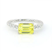 IGI Certified 1.79 Ct Emerald Cut Fancy Vivid Yellow Lab Diamond Solitaire Engagement Ring - LGG Jewelry