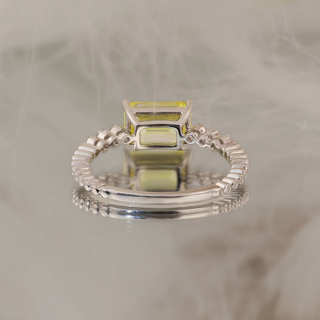 IGI Certified 1.79 Ct Emerald Cut Fancy Vivid Yellow Lab Diamond Solitaire Engagement Ring - LGG Jewelry