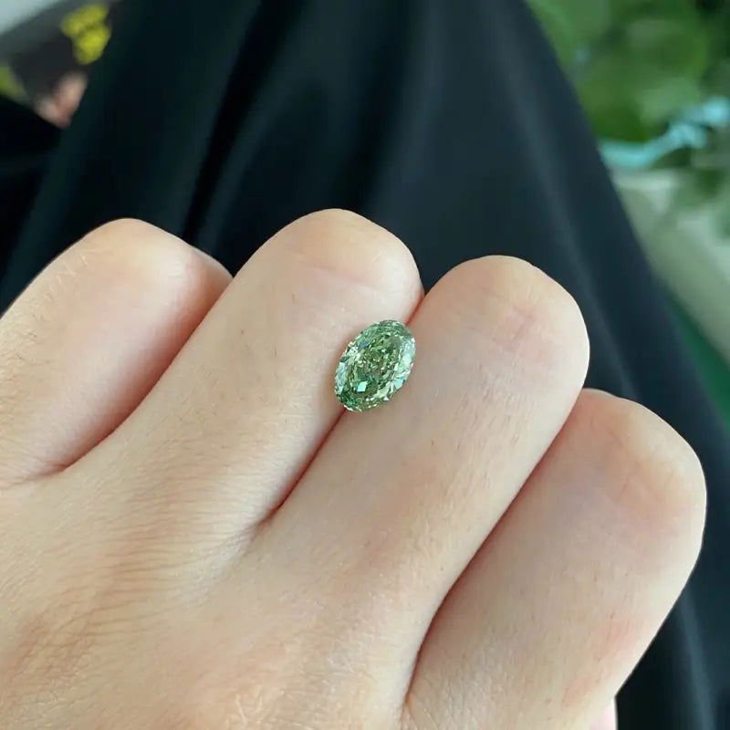 IGI Certified Oval Cut 1.82 Ct Fancy Intense Green Lab Diamond VVS2 Clarity - LGG Jewelry