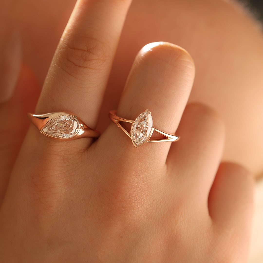 2Ct Pear Shape Lab Diamond  Solitaire Engagement Ring