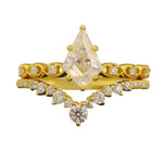 Lade Bild in die Galerieansicht, Kite Shape Moissanite Wedding Bridal Ring Set - 2pcs - LGG Jewelry