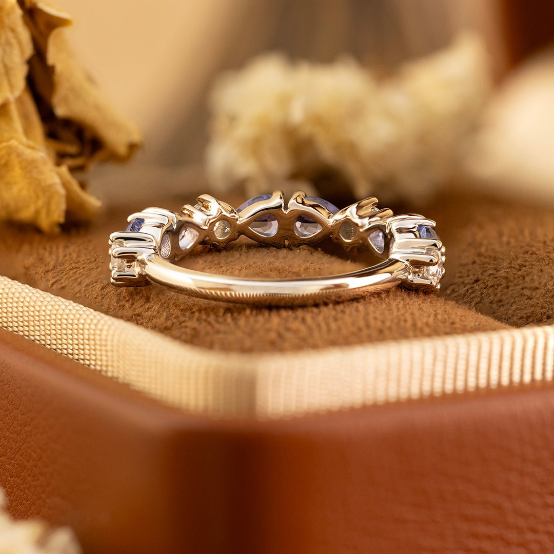 Lab Diamond and Cornflower Sapphire Eternity Band - LGG Jewelry
