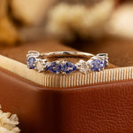 Lade Bild in die Galerieansicht, Lab Diamond and Cornflower Sapphire Eternity Band - LGG Jewelry