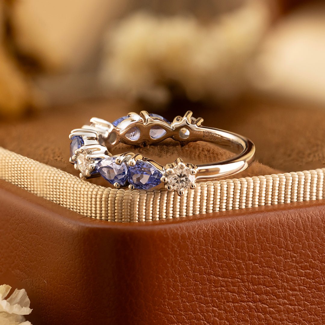 Lab Diamond and Cornflower Sapphire Eternity Band - LGG Jewelry