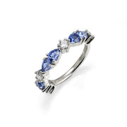 Lab Diamond and Cornflower Sapphire Eternity Band - LGG Jewelry