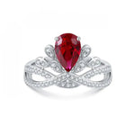 Lade Bild in die Galerieansicht, Leaf Crown 2.7 Ct Pear Cut Lab Ruby Engagement Ring - LGG Jewelry