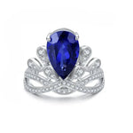 Lade Bild in die Galerieansicht, Leaf Crown 2.7 Ct Pear Cut Lab Ruby Engagement Ring - LGG Jewelry