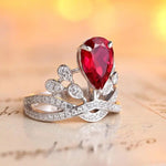 Lade Bild in die Galerieansicht, Leaf Crown 2.7 Ct Pear Cut Lab Ruby Engagement Ring - LGG Jewelry