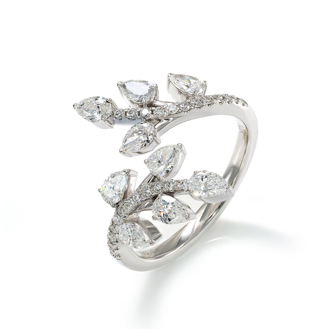 Leafy Marquise Cut Lab Diamond Open Ring - LGG Jewelry