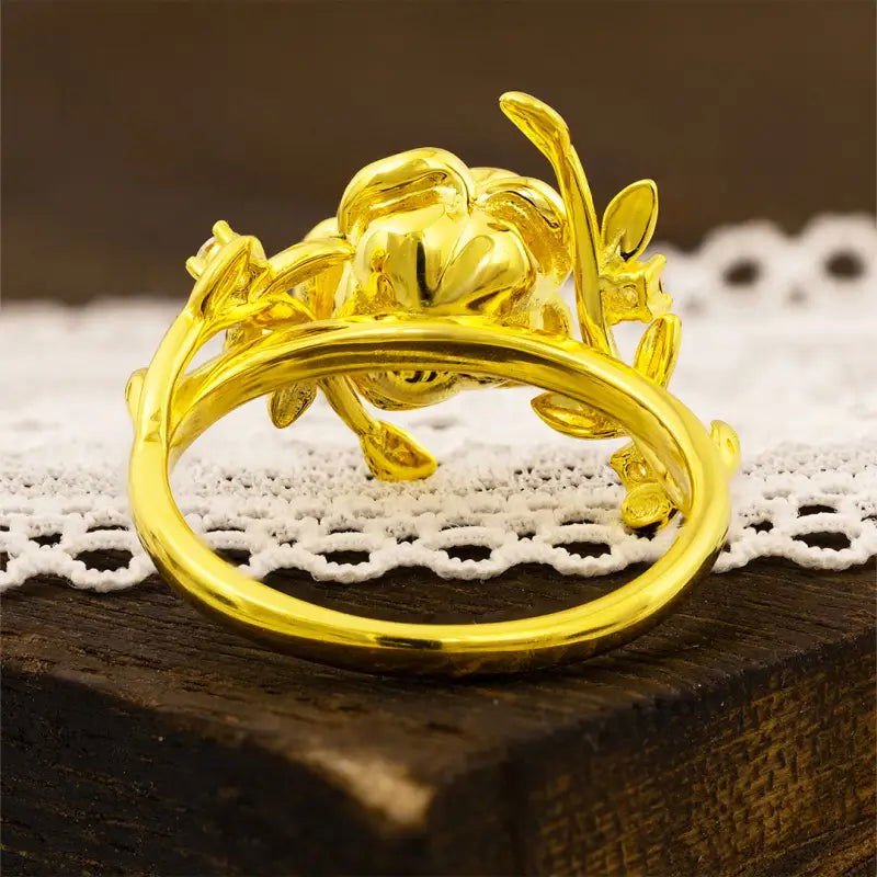 Leafy Rose Round Cut Lab Diamond Engagement Ring - LGG Jewelry