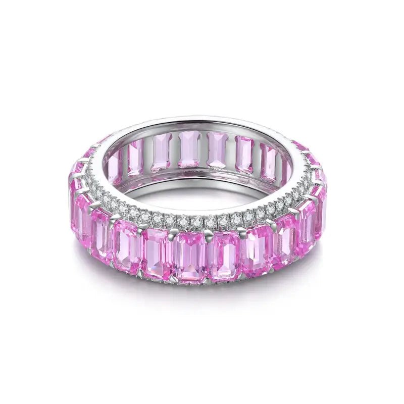 Lovely Emerald Cut Pink Sapphire Eternity Band - LGG Jewelry
