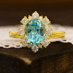Lade Bild in die Galerieansicht, Luna Halo Oval Cut Lab Paraiba engagement ring - LGG Jewelry