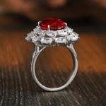 Lade Bild in die Galerieansicht, Luxury 6 Ct Oval Lanb Ruby Cluster Engagement Ring - LGG Jewelry