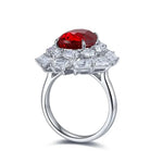 Lade Bild in die Galerieansicht, Luxury 6 Ct Oval Lanb Ruby Cluster Engagement Ring - LGG Jewelry