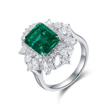 Lade Bild in die Galerieansicht, Luxury Cluster 3 Ct Lab Emerald Four Prongs Engagement Ring - LGG Jewelry