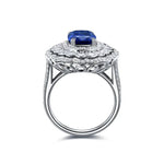 Lade Bild in die Galerieansicht, Luxury Cluster 4 Ct Elongated Cushion Cut Lab Blue Sapphire Engagement ring - LGG Jewelry