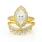 Lade Bild in die Galerieansicht, Luxury Contour Marquise Cut Lab Diamond Bridal Rings - 2 pcs - LGG Jewelry