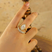 Luxury Contour Marquise Cut Lab Diamond Bridal Rings - 2 pcs - LGG Jewelry