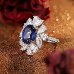 Lade Bild in die Galerieansicht, Luxury Marquise &amp; Pear Cluster 8.4 Ct Lab Blue Sapphire Engagement Ring - LGG Jewelry