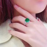 Lade Bild in die Galerieansicht, Luxury Pave 5.4 Ct Cushion Cut Lab Emerald Three-Stone Engagement Ring - LGG Jewelry
