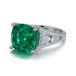 Lade Bild in die Galerieansicht, Luxury Pave 5.4 Ct Cushion Cut Lab Emerald Three-Stone Engagement Ring - LGG Jewelry