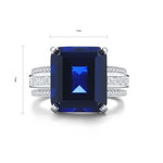 Lade Bild in die Galerieansicht, Luxury Triple Split Shank 13 Ct Emerald Cut Lab Blue Sapphire Engagement Ring - LGG Jewelry