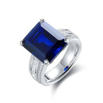 Lade Bild in die Galerieansicht, Luxury Triple Split Shank 13 Ct Emerald Cut Lab Blue Sapphire Engagement Ring - LGG Jewelry