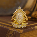 Lade Bild in die Galerieansicht, Luxury Vintage Trio Marquise Cut Lab Diamond Bridal Rings - 3pcs - LGG Jewelry