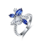 Lade Bild in die Galerieansicht, Marquise &amp; Pear Cut Lab Blue Sapphire and Lab Diamond Engagement Ring - LGG Jewelry