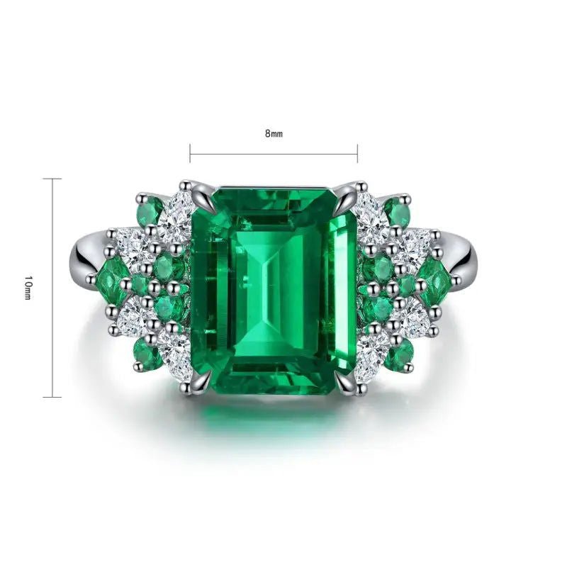 Mixed Color Cluster 3 Ct Lab Emerald Engagement Ring - LGG Jewelry