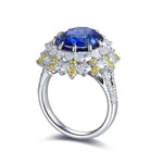 Lade Bild in die Galerieansicht, Mixed Color Cluster 5.9 Ct Oval Shape Lab Blue Sapphire Engagement Ring - LGG Jewelry